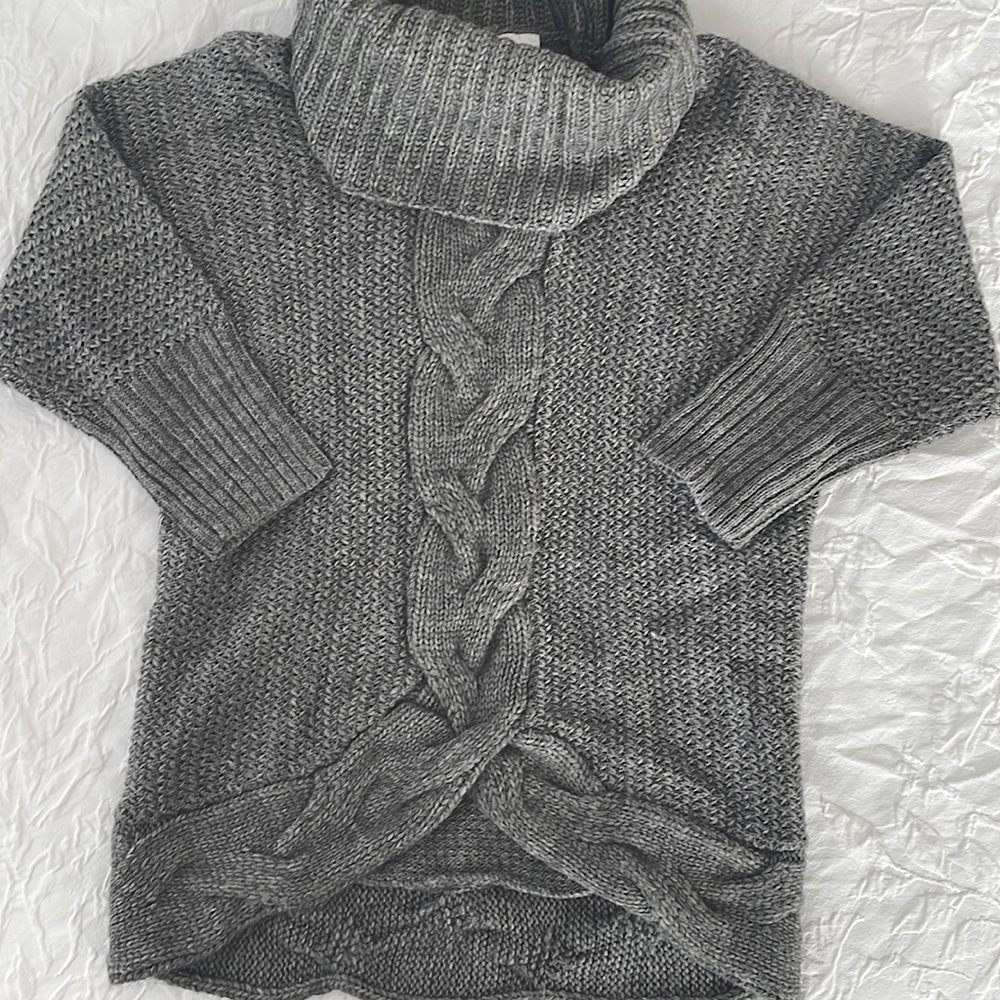 Ann Taylor Loft winter sweater, loose turtleneck, gray color